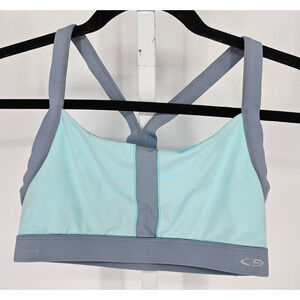 C9 by Champion Womens Sz M Racerback Sports Bra Light Blue Gray Trim